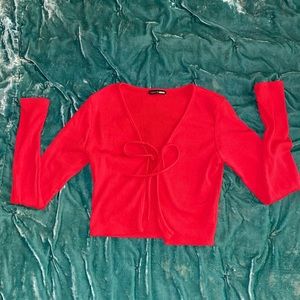 Red Front-Tying Long Sleeve